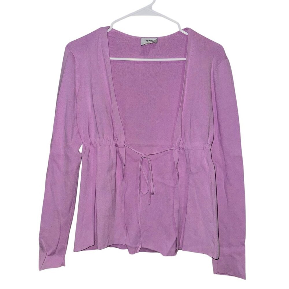 LOFT Lavender Open Front Waist Cinching Short Cardigan Sweater